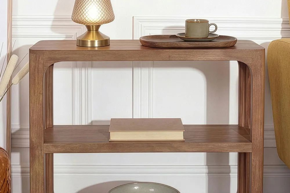 Riess-Ambiente Mehr...|Massivholztische > Massiver Konsolentisch ELEMENTS 90cm braun honey finish Mangoholz Regal