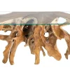 Riess-Ambiente Konsolentische|Mehr... > Massiver Konsolentisch ROOT 150cm natur Teak Massivholz aus Wurzelholz Glasplatte