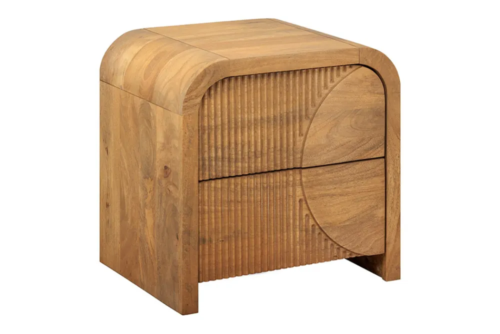 Riess-Ambiente Skandinavisch|Mehr... > Massiver Nachttisch ART DECO 50cm cream finish beige Mangoholz mit Schublade