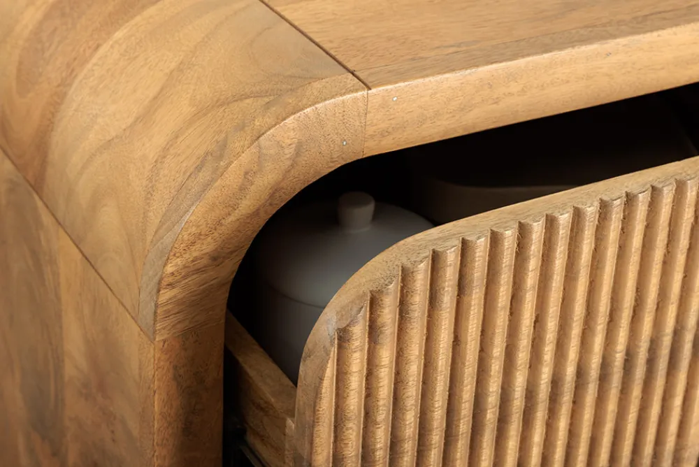 Riess-Ambiente Skandinavisch|Mehr... > Massiver Nachttisch ART DECO 50cm cream finish beige Mangoholz mit Schublade