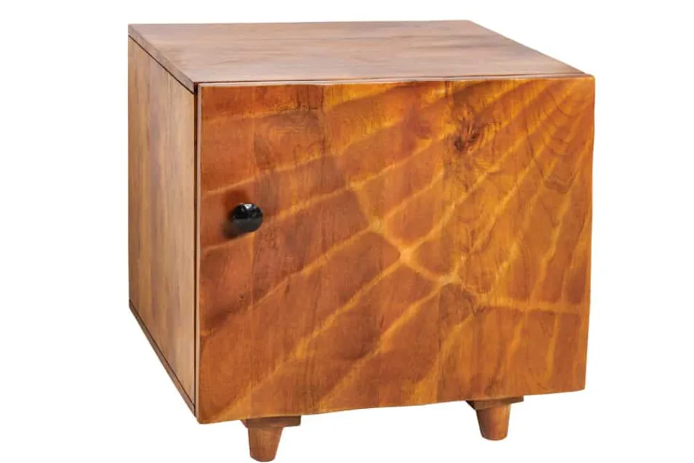 Riess-Ambiente Mehr...|Massivholztische > Massiver Nachttisch SCORPION 50cm braun Mangoholz Beistelltisch mit 3D Schnitzereien