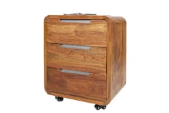 Riess-Ambiente Mehr...|Mehr... > Massiver Rollcontainer CUBUS 60cm braun Sheeshamholz stone finish drei Schubladen