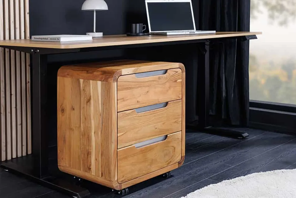 Riess-Ambiente Mehr...|Massivholzschränke > Massiver Rollcontainer CUBUS 60cm braun Akazienholz honey finish drei Schubladen