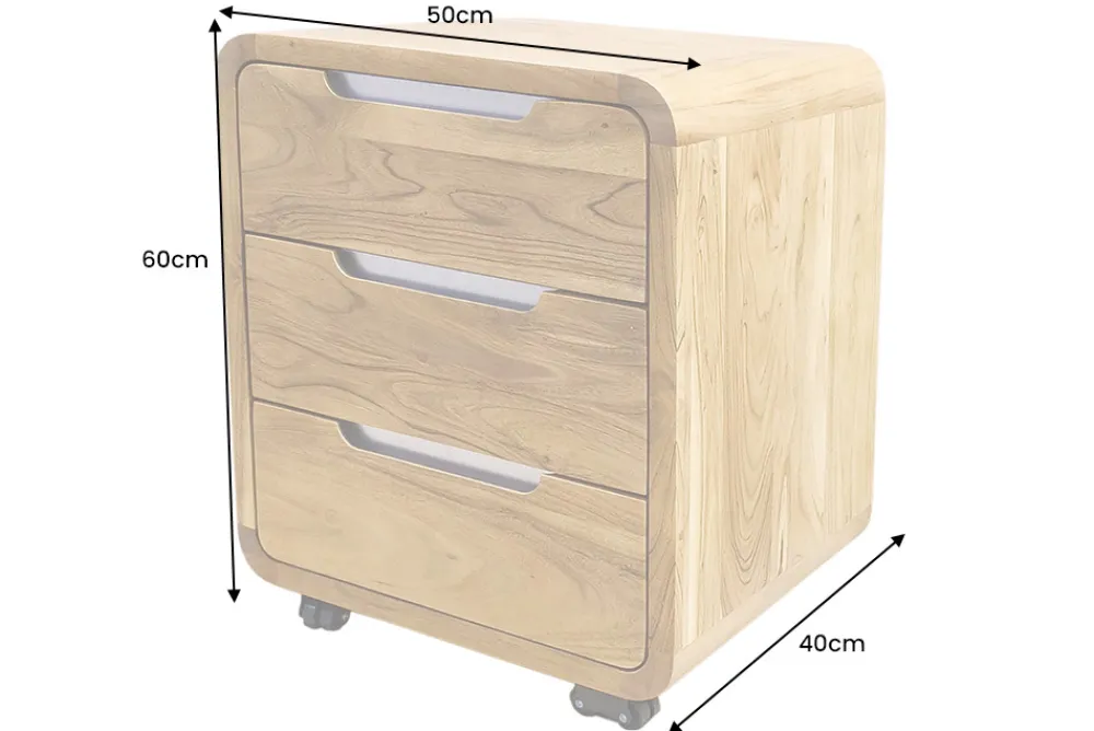 Riess-Ambiente Mehr...|Massivholzschränke > Massiver Rollcontainer CUBUS 60cm braun Akazienholz honey finish drei Schubladen