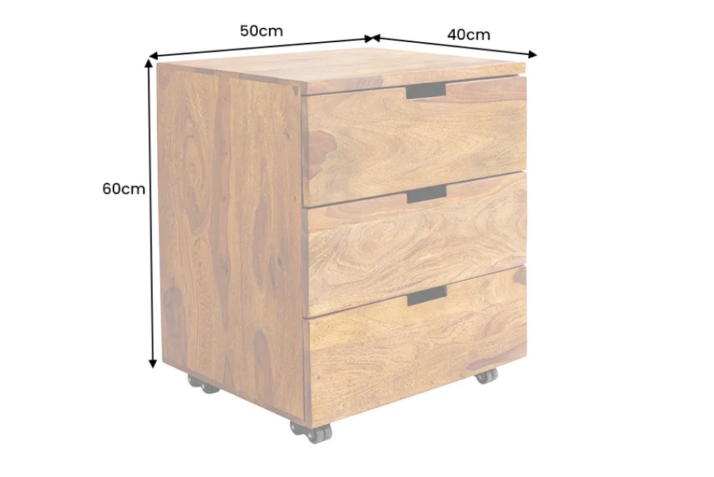 Riess-Ambiente Mehr...|Massivholzschränke > Massiver Rollcontainer MAKASSAR 60cm braun stone finish Sheesham mit Schubladen