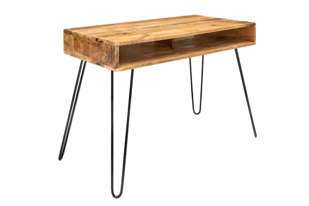 Riess-Ambiente Mehr...|Massivholztische > Massiver Schreibtisch SCORPION 100cm natur Mangoholz Hairpin Legs