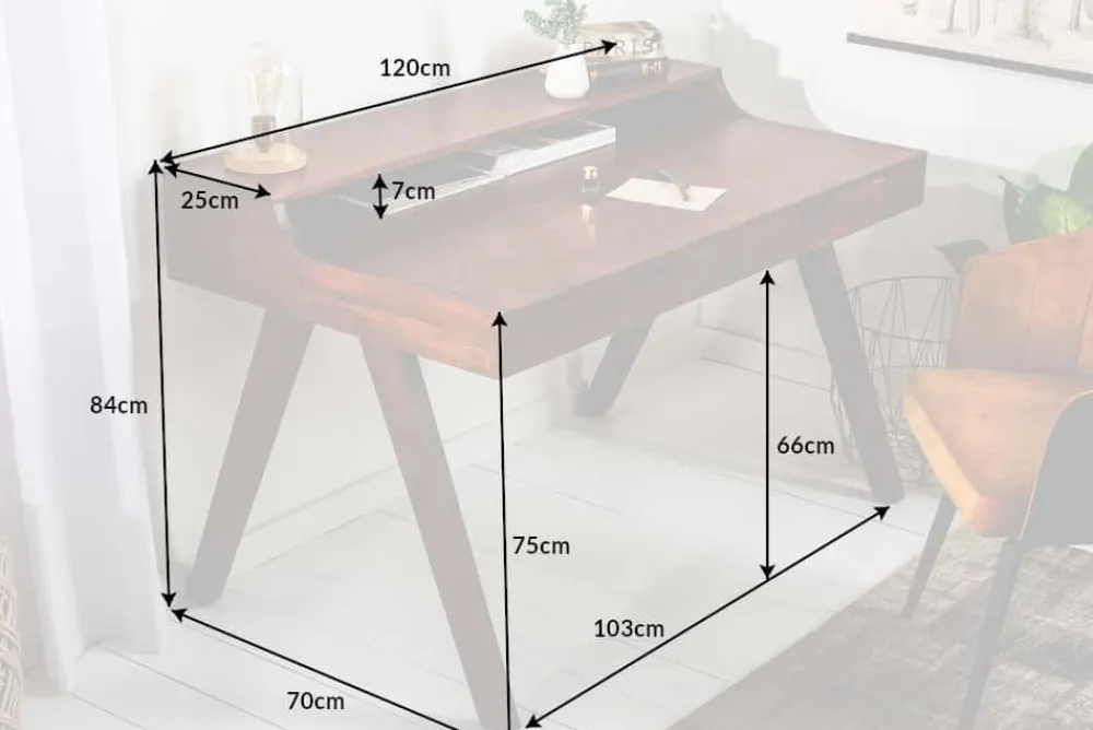 Riess-Ambiente Mehr...|Mehr... > Massiver Sekretär MONSOON 120cm Akazie Schreibtisch Markant Finish