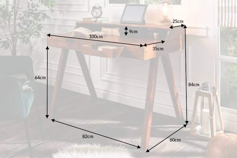 Riess-Ambiente Mehr...|Mehr... > Massiver Sekretär MONSOON 100cm Akazie Schreibtisch Markant Finish