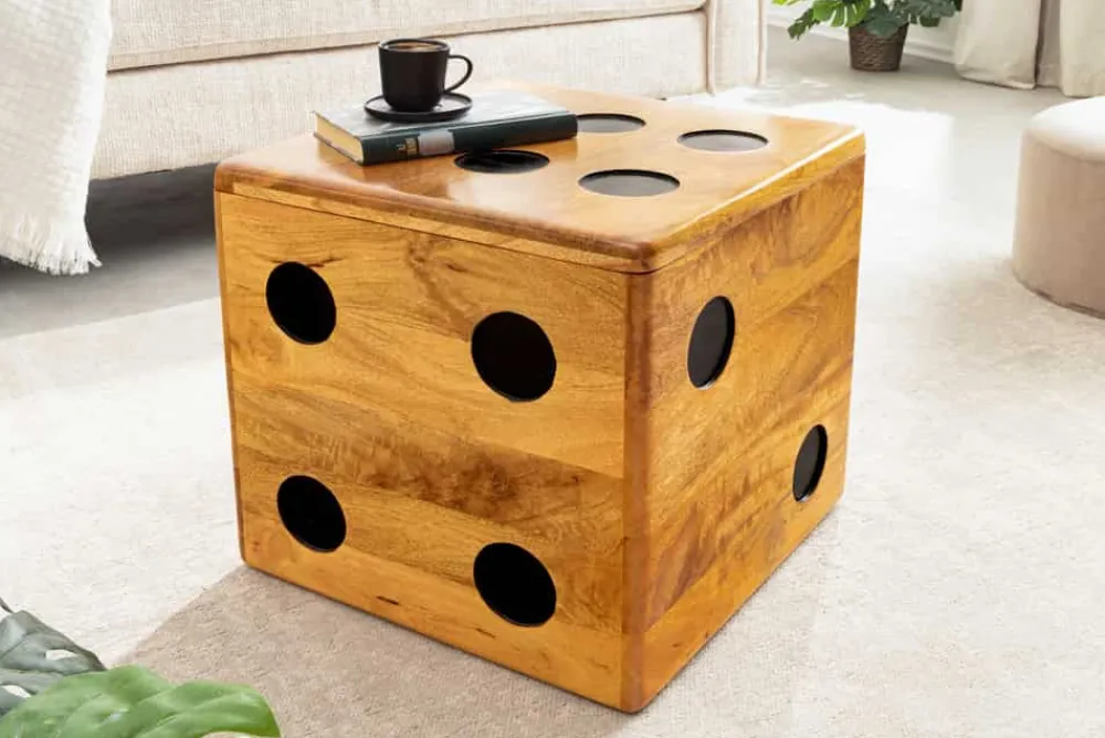 Riess-Ambiente Beistelltische|Mehr... > Massiver Würfel-Hocker CUBE 40cm natur Mangoholz Beistelltisch stapelbar mit Fach