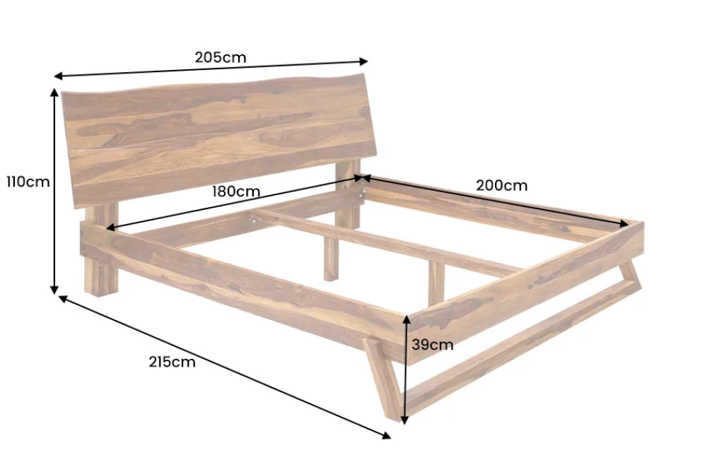 Riess-Ambiente Mehr...|Polsterbetten > Massives Baumstamm Bett AMAZONAS 180x200cm braun Sheeshamholz stone finish