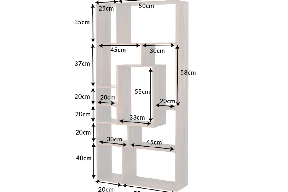 Riess-Ambiente Mehr...|Mehr... > Massives Bücherregal CUBUS 180cm braun Sheesham stone finish einzigartige Maserung