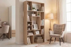 Riess-Ambiente Mehr...|Standregale > Massives Bücherregal CUBUS 180cm natur Mangoholz cream finish elf Fächer