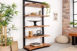 Riess-Ambiente Mehr...|Industrial Loft > Massives Bücherregal MAMMUT 180cm Akazie schwarz fünf Regalböden