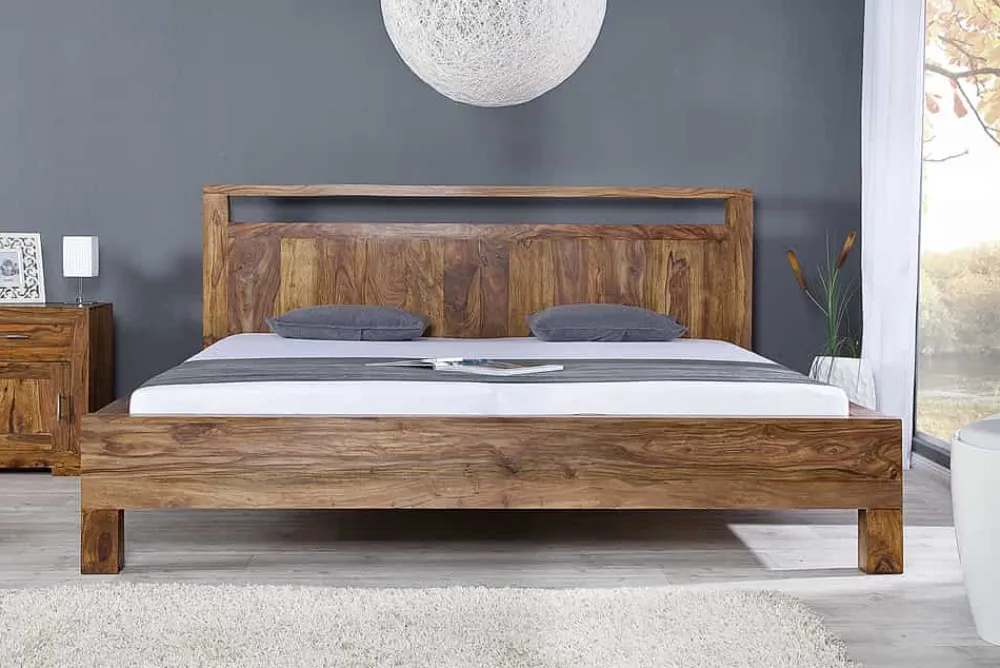 Riess-Ambiente Mehr...|Polsterbetten > Massives Bett MAKASSAR 180x200cm braun Sheeshamholz stone finish