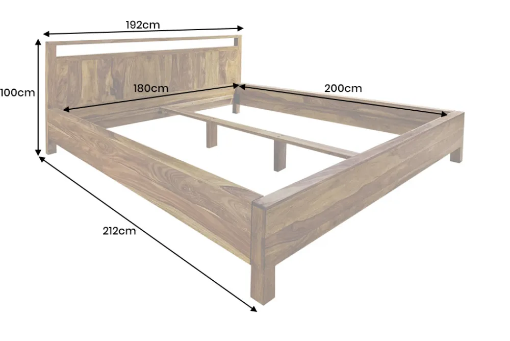 Riess-Ambiente Mehr...|Polsterbetten > Massives Bett MAKASSAR 180x200cm braun Sheeshamholz stone finish