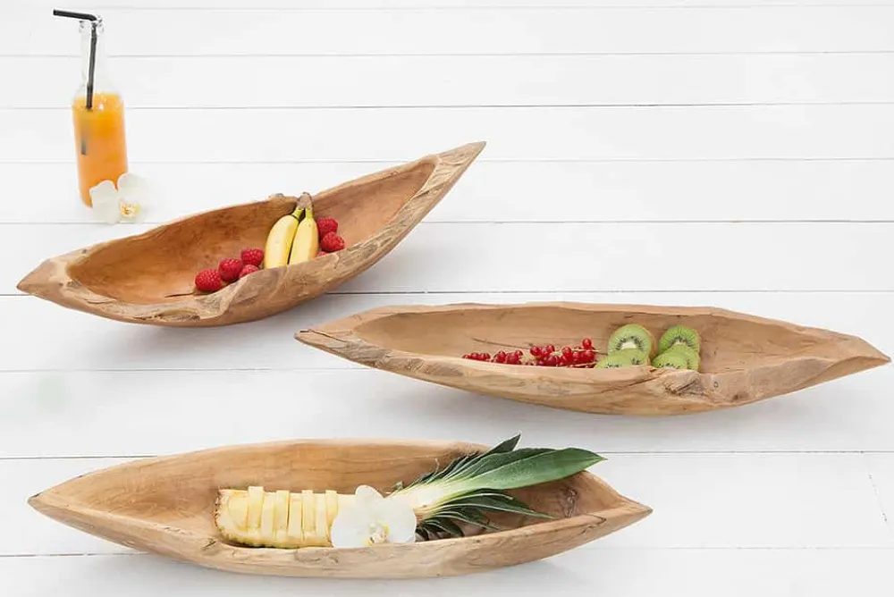 Riess-Ambiente Mehr...|Mehr... > Massive Schale NATURE BOAT 60cm natur Teakholz Wurzelholz