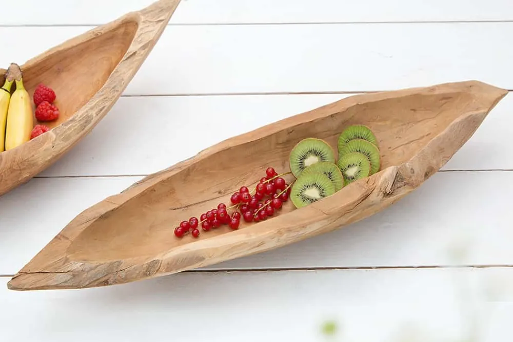 Riess-Ambiente Mehr...|Mehr... > Massive Schale NATURE BOAT 60cm natur Teakholz Wurzelholz