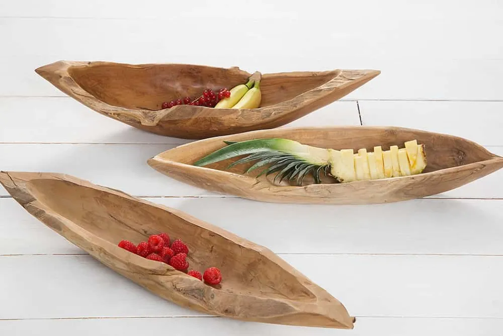 Riess-Ambiente Mehr...|Mehr... > Massive Schale NATURE BOAT 60cm natur Teakholz Wurzelholz