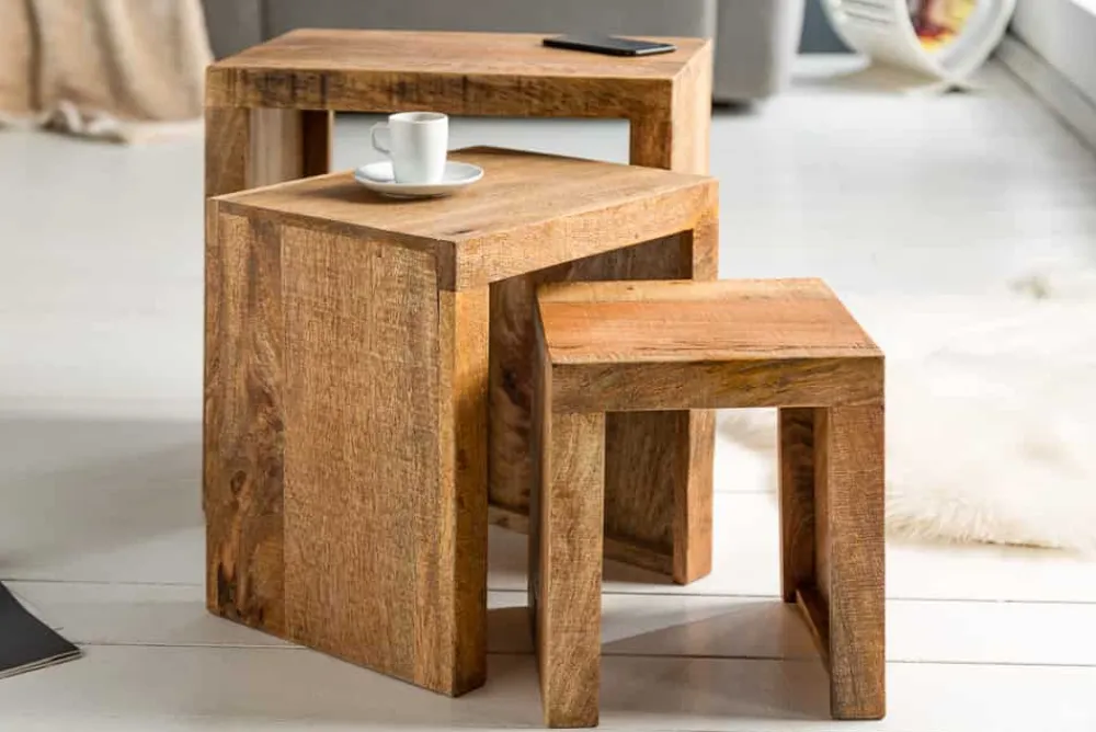 Riess-Ambiente Mehr...|Couchtische > Massives 3er-Set Beistelltische MAKASSAR 45cm Mango natur Massivholz