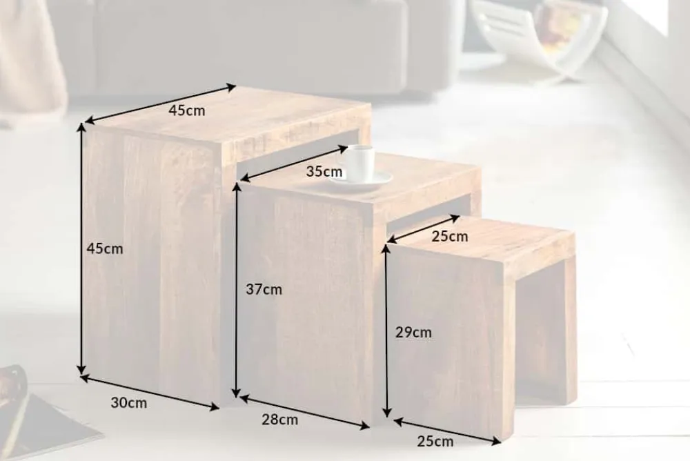 Riess-Ambiente Mehr...|Couchtische > Massives 3er-Set Beistelltische MAKASSAR 45cm Mango natur Massivholz