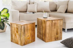 Riess-Ambiente Mehr...|Couchtische > Massives 2er Set Beistelltisch CURACAO 45cm natur Mangoholz Würfel handmade Couchtisch