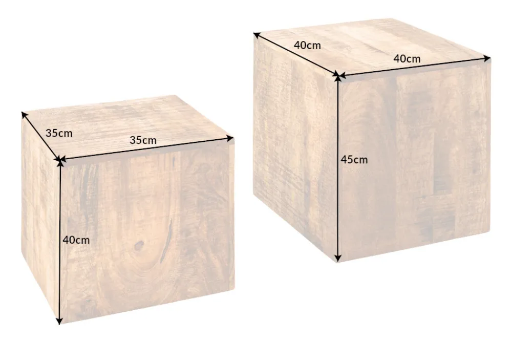 Riess-Ambiente Mehr...|Couchtische > Massives 2er Set Beistelltisch CURACAO 45cm natur Mangoholz Würfel handmade Couchtisch