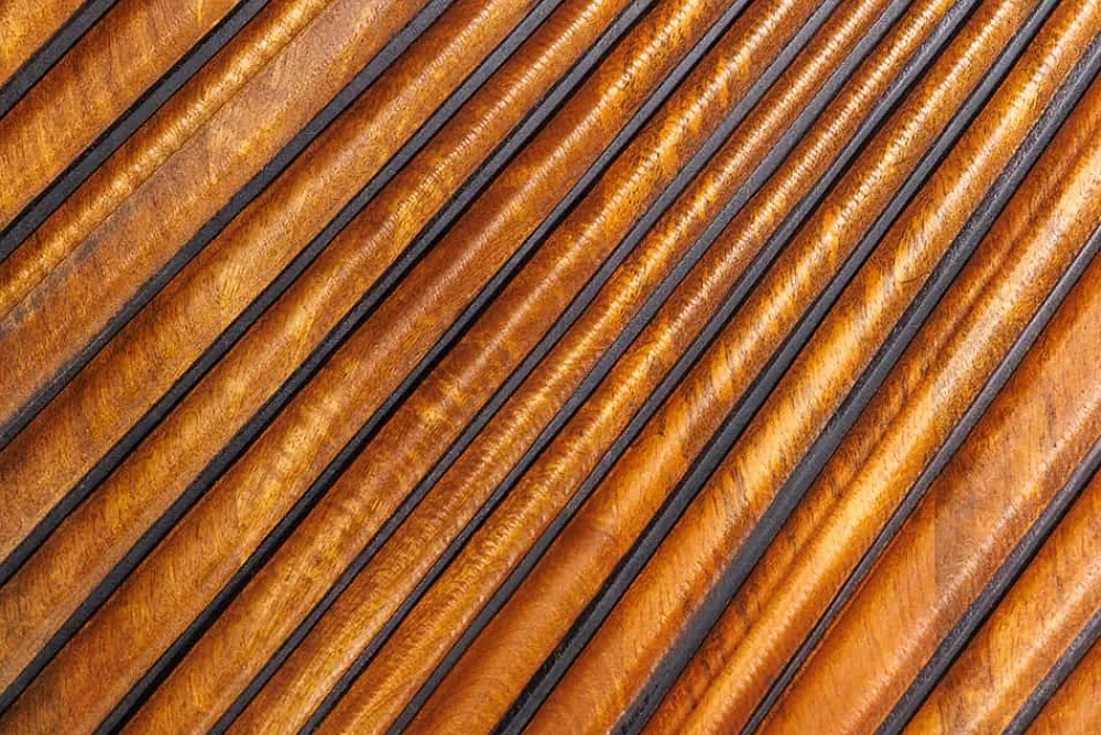 Riess-Ambiente Mehr...|Massivholzschränke > Massives Highboard ART 120cm braun Mangoholz 3D-Design schwarz Metall