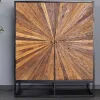 Riess-Ambiente Mehr...|Massivholzschränke > Massives Highboard BARRACUDA 120cm braun Mangoholz mit Teakholz-Front schwarz Metall