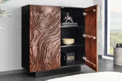 Riess-Ambiente Mehr...|Massivholzschränke > Massives Highboard FLUID 110cm walnuss-braun Akazienholz aufwendiges 3D-Design