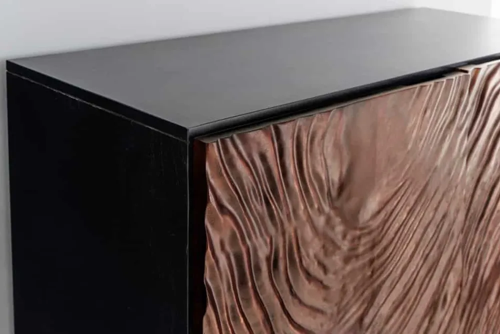 Riess-Ambiente Mehr...|Massivholzschränke > Massives Highboard FLUID 110cm walnuss-braun Akazienholz aufwendiges 3D-Design