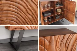 Riess-Ambiente Mehr...|Massivholzschränke > Massives Highboard FLUID 120cm walnuss-braun Akazienholz 3D-Design Kufengestell