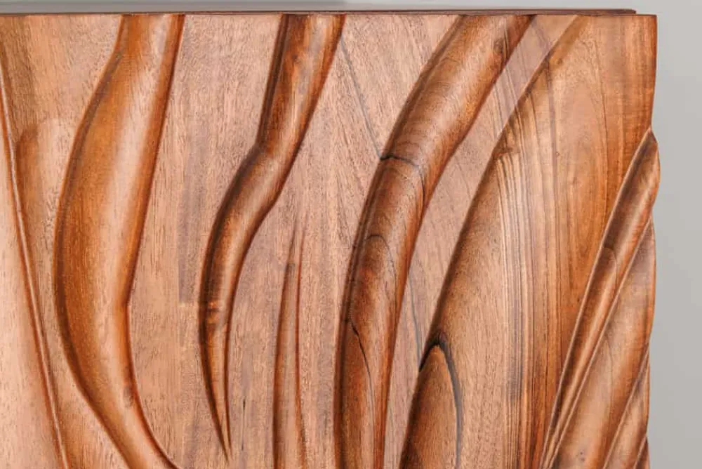 Riess-Ambiente Mehr...|Massivholzschränke > Massives Highboard FLUID 120cm walnuss-braun Akazienholz 3D-Design Kufengestell