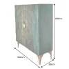 Riess-Ambiente Mehr...|Massivholzschränke > Massives Highboard GOLDEN SUNSET 120cm türkis gold Mangoholz mit 3D Schnitzereien