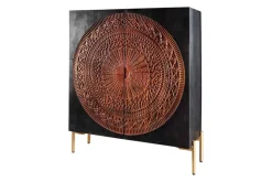 Riess-Ambiente Mehr...|Goldene Möbel > Massives Highboard MANDALA 120cm Mangoholz mit 3D Schnitzereien schwarz goldene Füße