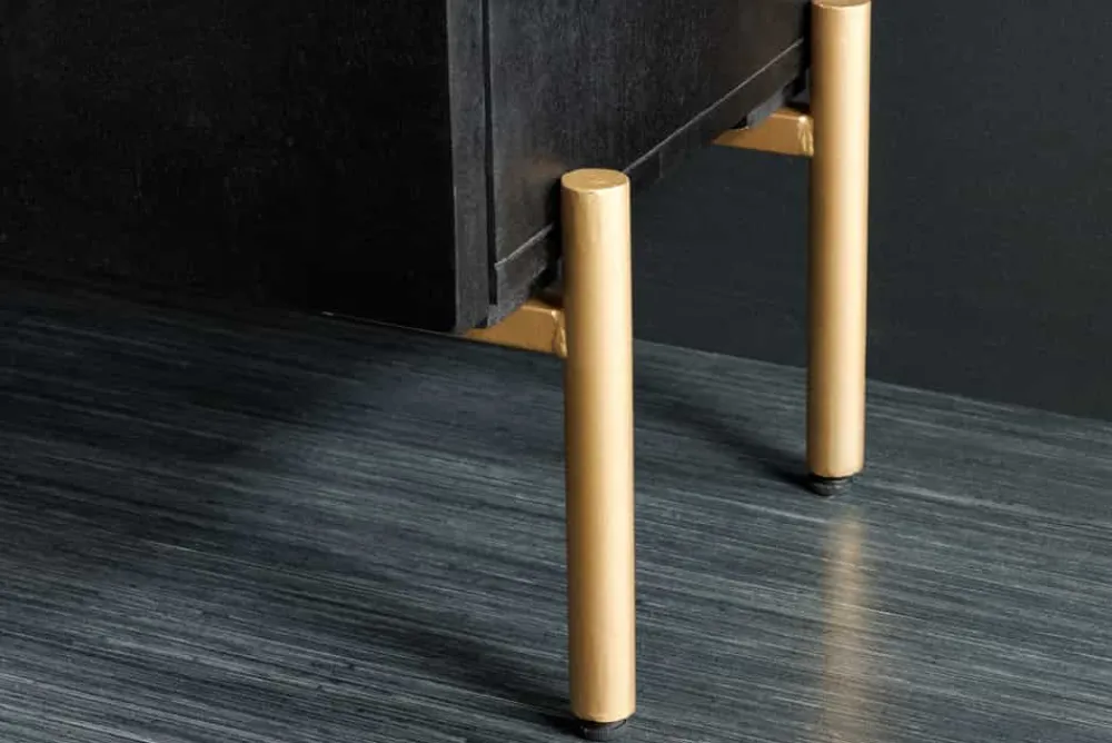 Riess-Ambiente Mehr...|Goldene Möbel > Massives Highboard MANDALA 120cm Mangoholz mit 3D Schnitzereien schwarz goldene Füße