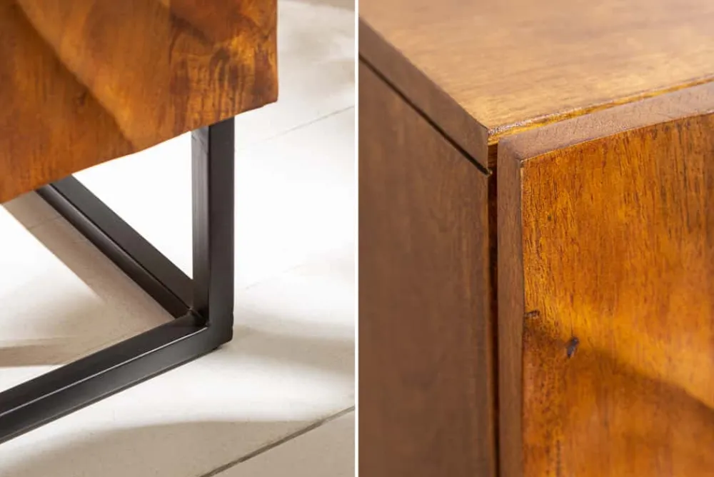 Riess-Ambiente Mehr...|Highboards > Massives Highboard SCORPION 120cm braun Mangoholz aufwendige 3D Schnitzereien