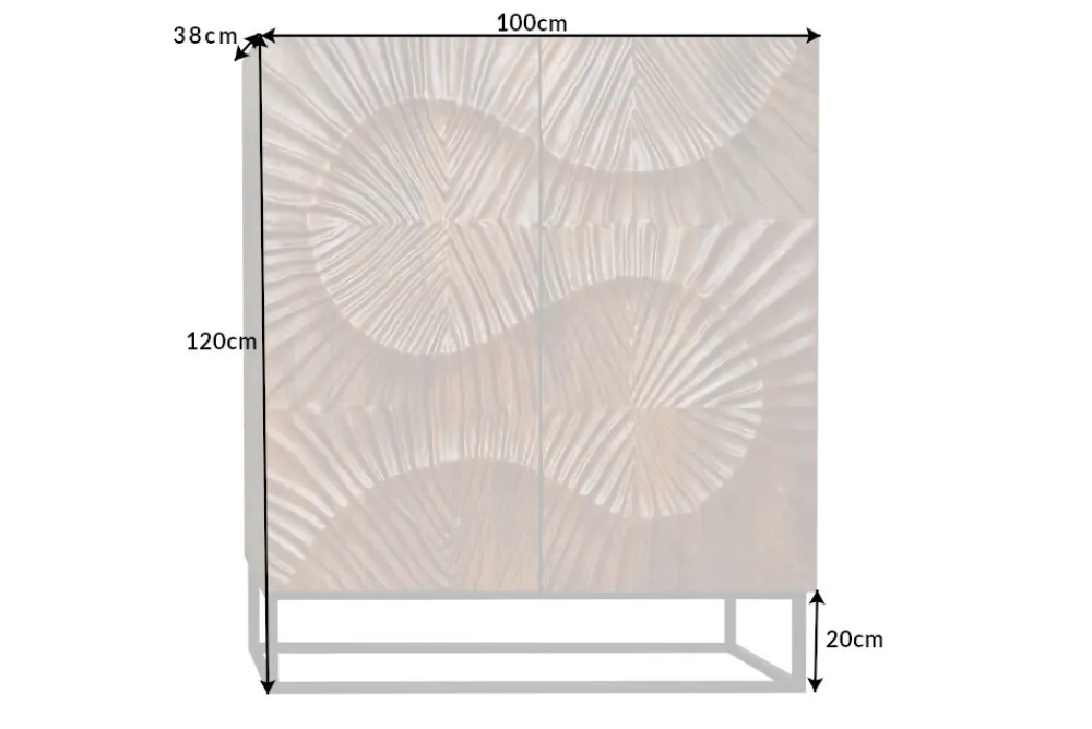 Riess-Ambiente Mehr...|Highboards > Massives Highboard SCORPION 120cm braun Mangoholz aufwendige 3D Schnitzereien