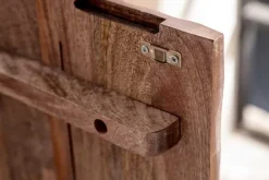 Riess-Ambiente Mehr...|Massivholzschränke > Massives Highboard SCORPION 120cm dunkelbraun Akazie mit 3D Schnitzereien schwarz Metall