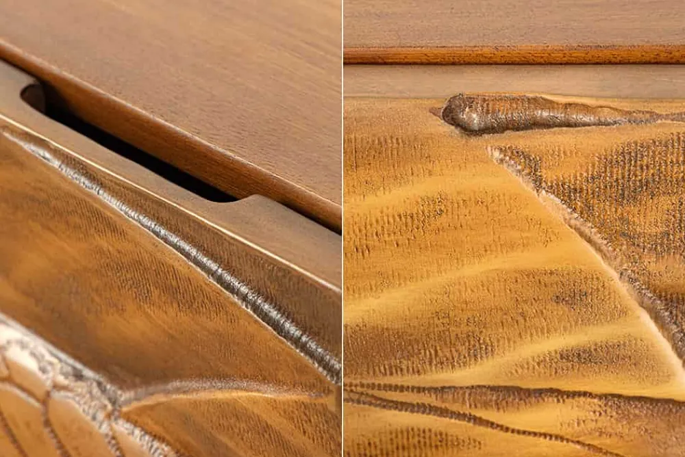Riess-Ambiente Mehr...|Massivholzschränke > Massives Highboard SNAKE 120cm braun schwarz Mangoholz Schlangen-Design mit aufwendigen 3D Schnitzereien