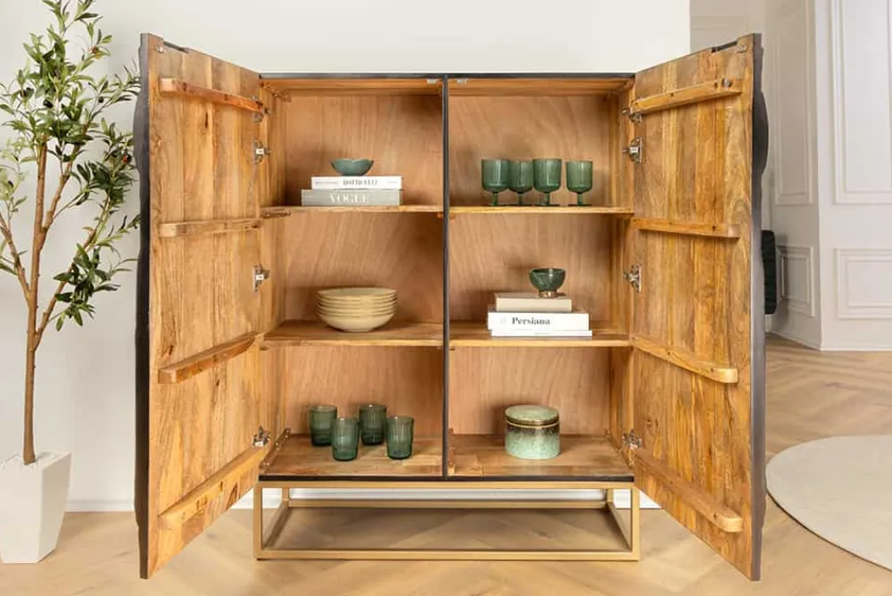Riess-Ambiente Mehr...|Massivholzschränke > Massives Highboard SNAKE 120cm schwarz gold Mangoholz Schlangen-Design mit aufwendigen 3D Schnitzereien