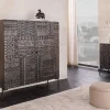 Riess-Ambiente Mehr...|Highboards > Massives Highboard TRIBAL 120cm antik braun Mangoholz 3D-Front viel Stauraum