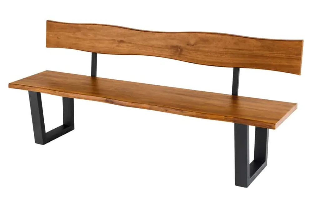 Riess-Ambiente Industrial Loft|Sitzbänke > Massive Sitzbank GENESIS 200cm braun Akazienholz mit Rückenlehne Baumkante
