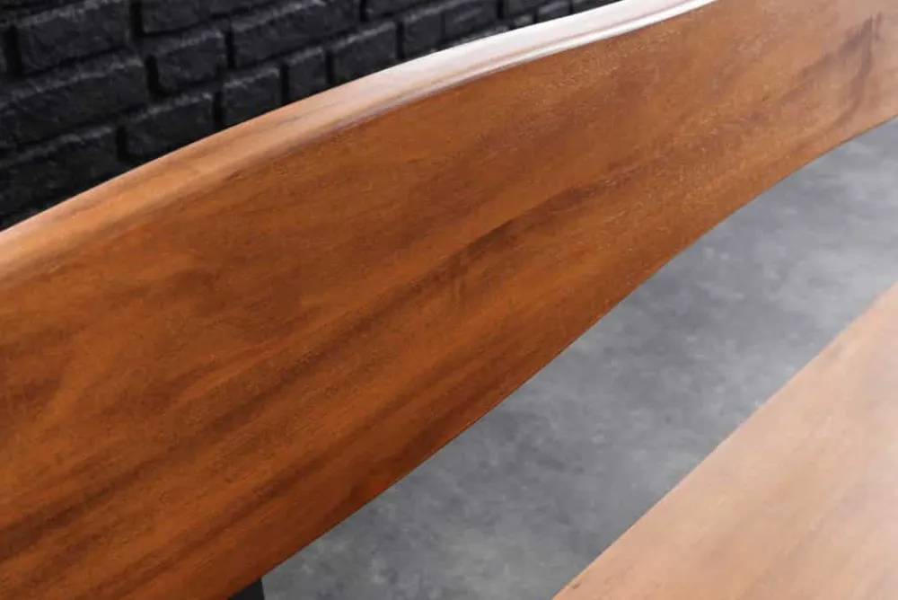 Riess-Ambiente Industrial Loft|Sitzbänke > Massive Sitzbank GENESIS 200cm braun Akazienholz mit Rückenlehne Baumkante