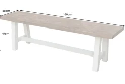 Riess-Ambiente Mehr...|Sitzbänke > Massive Sitzbank HAMPTONS 160cm hellbraun creme Pinienholz