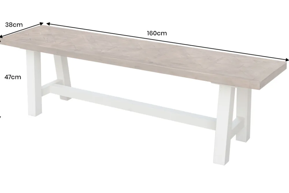 Riess-Ambiente Mehr...|Sitzbänke > Massive Sitzbank HAMPTONS 160cm hellbraun creme Pinienholz