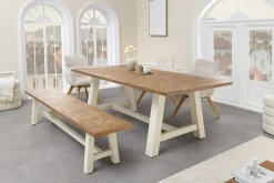 Riess-Ambiente Mehr...|Sitzbänke > Massive Sitzbank HAMPTONS 160cm hellbraun creme Pinienholz