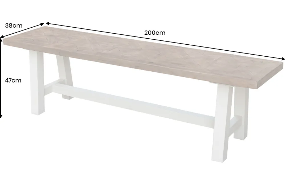 Riess-Ambiente Mehr...|Sitzbänke > Massive Sitzbank HAMPTONS 200cm hellbraun creme Pinienholz