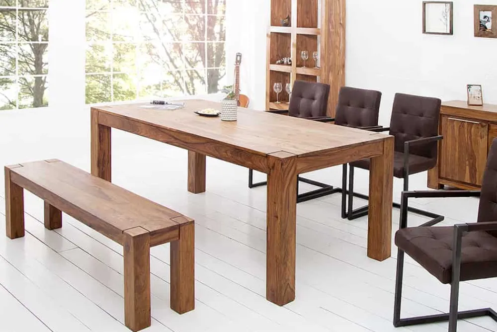 Riess-Ambiente Mehr...|Sitzbänke > Massive Sitzbank MAKASSAR 140cm braun Sheesham stone finish Holzbank Maserung