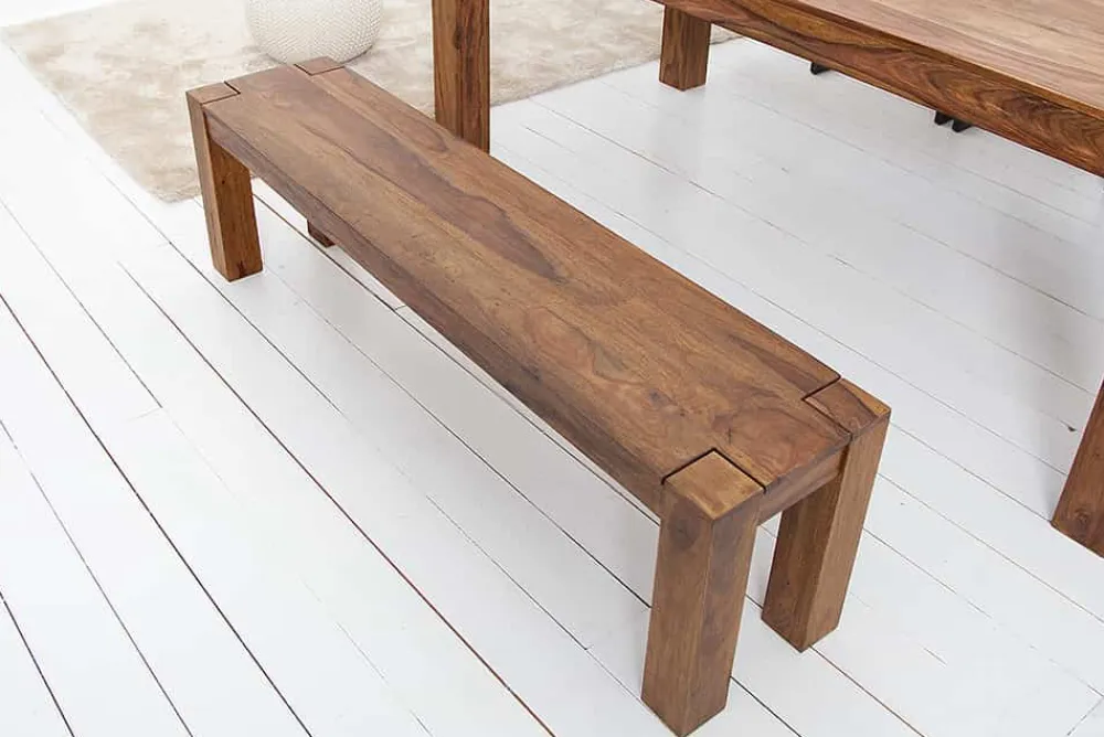 Riess-Ambiente Mehr...|Sitzbänke > Massive Sitzbank MAKASSAR 140cm braun Sheesham stone finish Holzbank Maserung