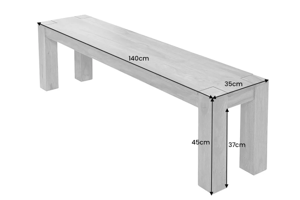 Riess-Ambiente Mehr...|Sitzbänke > Massive Sitzbank MAKASSAR 140cm braun Sheesham stone finish Holzbank Maserung